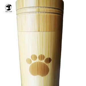 Guci Pemakaman Silinder Bambu Alami Klasik Ukiran Jejak Kaki Anjing Kucing Peti Jenazah Hewan Wadah Abu Kremasi Ramah Lingkungan DEMDOM - Product Image 2