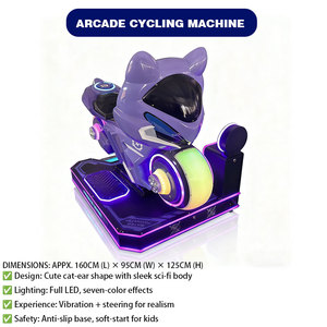 Ninix Purple Cat-Themed Stainless Steel Kiddie Motorcycle Ride Coin-Operated Arcade Swing Machine LED Lights Commercial - Product Image 3