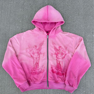 Sudadera con Capucha de Alta Calidad, Lavado Ácido, 100% Algodón, Felpa Francesa, Impresión DTG y Lavado Monkey, con Cierre - Product Image 1