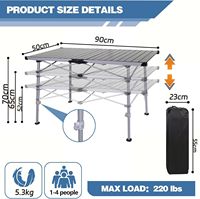 Table pliante de camping YILU IGT, table de pique-nique portable, table de barbecue pliante, cuisine mobile, table en aluminium extensible