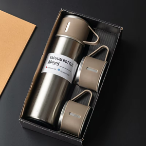 Thermos isotherme en acier inoxydable 304 de 500 ml avec 3 couvercles, ensemble cadeau personnalisable - Product Image 1