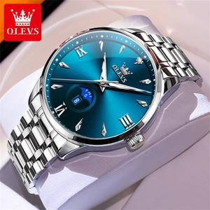 Reloj Deportivo Luminiscente Impermeable con Logotipo Personalizado Olevs 3646, Reloj de Cuarzo Multifuncional con Fase Lunar y Calendario Rectangular para Hombre - Product Image 1