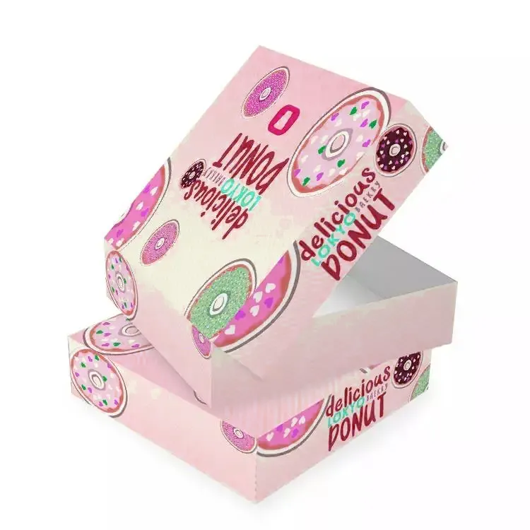 Vouwen Platte Kartonnen Cookie Zoete Doos Verpakking Custom Print Verzending Party Dessert Donut Papier Doos