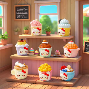 Dibujos animados lindo palomitas de maíz café helado Sundae Kt gatito resina encantos Diy Accesorios de escritorio caja de basura caja de almacenamiento decoraciones para el hogar - Product Image 1