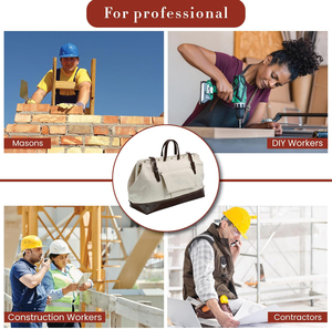 Sac à outils en toile robuste fourre-tout à outils sac polyvalent avec large ouverture à charnière et poignées en cuir sac à outils <span class=keywords><strong>de</strong></span> Mason - Product Image 6