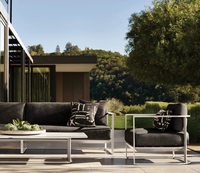 Sofá de aluminio recién llegado de MÁLAGA, conjunto de muebles de exterior, muebles de jardín de Metal de lujo contemporáneo, sillón de gama alta