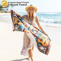 Wholesale Beach Towel 100% Cotton Soft Velour Bath Towel Digital Print Oversized Vintage Stripe Beach Towel OEM Wholesale