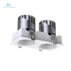 White Black Square Ceiling Downlight Double Head Led Spotlights Anti Glare Recessed Indoor Ceiling Spot Light