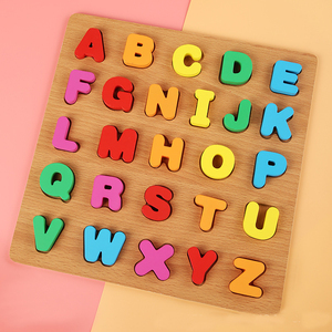 HOYE CRAFT-rompecabezas de madera con letras del abecedario para niños, juguete de construcción con letras del abecedario <span class=keywords><strong>ABC</strong></span>, con agarre manual, novedad - Product Image 2