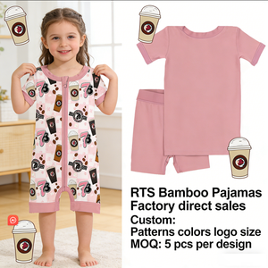 طقم ملابس صيفي للأطفال من قطعتين W1065 كوزي 2026 جاهز للشحن، مصنوع من القطن والسباندكس، بتصميم شخصيات كرتونية، مضاد للبكتيريا، غير رسمي، باللون الوردي - Product Image 1