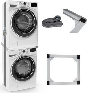 Kit Union Universal Kit Apilador Lavadora-Secadora C+P - Con Estante Deslizable - Para Profundidad 47-62 Cm - Blanco Organizador Lavadora Secadora