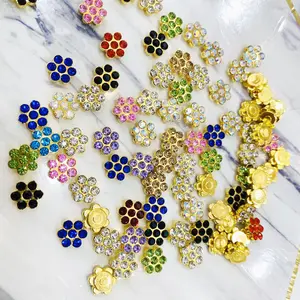 Diy Garment Accessories Gold Base Crystal Glass Rhinestones 11.5mm Snowflake Round Rhinestone Jewelry Making Material