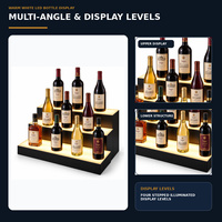 Support d'affichage pour bouteilles d'alcool LED blanc chaud personnalisé, étagère de bar éclairée à quatre niveaux avec logo