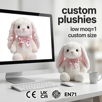 Peluche Lapin Blanc Kawaii avec Nœud Rose Mignon, Doux et Moelleux, Poupée en Peluche Lapin aux Longues Oreilles, Cadeau Personnalisé, Fabrication OEM ODM