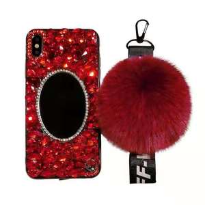 Custodia per <span class=keywords><strong>iPhone</strong></span> di Lusso con Diamanti, <span class=keywords><strong>Specchio</strong></span>, Pelliccia e Cinturino da Polso per <span class=keywords><strong>iPhone</strong></span> X, Xr, Xs Max, 7, 8, <span class=keywords><strong>11</strong></span>, 12, 13, 14, 15, 16, 17 Plus, Pro Max - Product Image 1