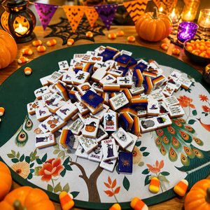 Juego <span class=keywords><strong>de</strong></span> Fichas <span class=keywords><strong>de</strong></span> Mahjong <span class=keywords><strong>de</strong></span> Halloween, 160 Fichas Acrílicas <span class=keywords><strong>de</strong></span> Mahjong Americano, Color Morado Medianoche con Estuche <span class=keywords><strong>de</strong></span> Arañas, Venta al por Mayor OEM - Product Image 6