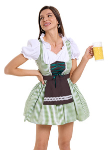 Ensemble de costume de demoiselle d'honneur pour le Mardi Gras/Carnaval, inspiré des films et séries TV, jupes et tablier inclus, uniforme imprimé multicolore - Product Image 4