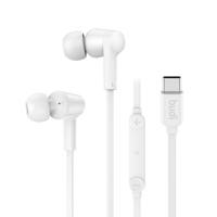 Écouteurs intra-auriculaires filaires Budi 1,2 m avec commande mains libres, basses profondes, TWS, pour jeux, type C, compatibles avec les téléphones 15 16, prise USB-C