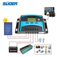 Régulateur de charge solaire PWM série Suoer ST-E, contrôleur de charge solaire 10A/20A/30A/40A/50A/60A