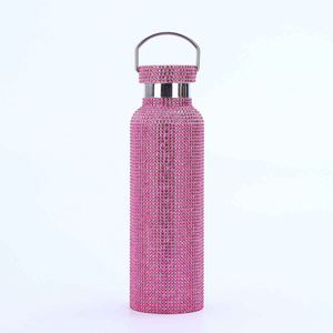Glam Stainless Steel Vacuum Insulated Water <b>Bottle</b> with Handle and Lid Pink Gold Silver Iridescent Travel <b>Flask</b> - Product Image 2