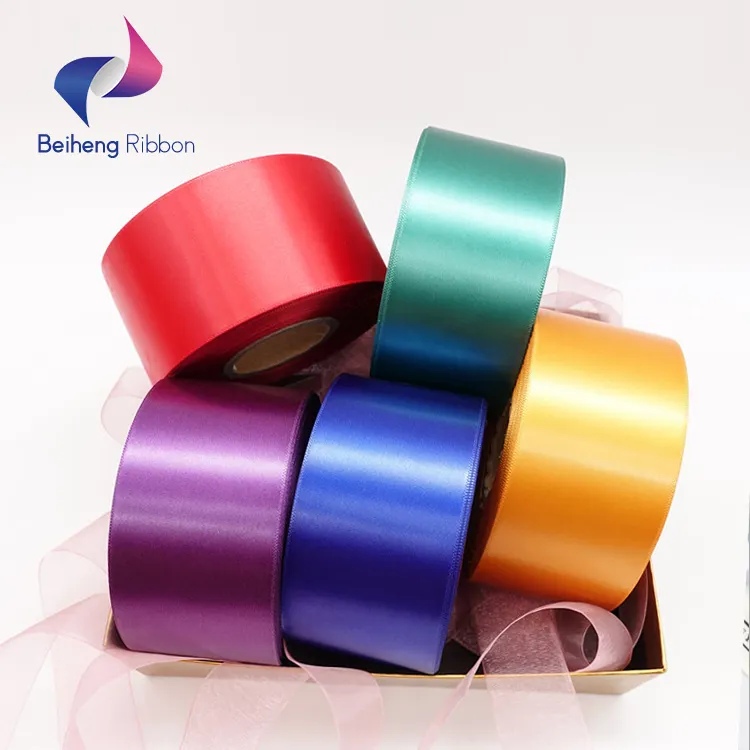 Custom 2 inch satin ribbon double face ribbons 100% polyester