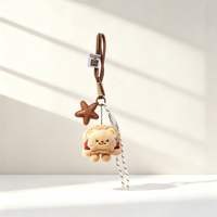 Porte-clés ours en peluche personnalisé avec logo, pendentif mignon pour sac avec breloque étoile et corde tressée pour accessoires de sac à dos pour filles