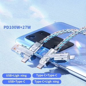 1M đa chức năng dẫn ánh sáng 4 trong 1 RGB nhanh sạc cáp dữ liệu PD 66W 6A Tyler C Cáp USB cho iPhone Samsung Kẽm hợp kim - Product Image 6