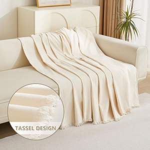 Секционный диван в стиле бохо с <span class=keywords><strong>2</strong></span> подушками L-образной формы бежевый Синель с кисточками 71 "X102" для домашних животных, удобный и моющийся - Product Image 3