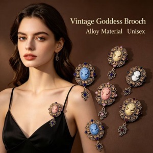 <span class=keywords><strong>Broche</strong></span> Cameo 2026 Secure Hold Élégante pour Usage Quotidien, <span class=keywords><strong>Broche</strong></span> de Costume pour Hommes et Femmes, Ornement en Cristal Doré Antique - Product Image 1