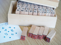Nouvelle personnalité en bois numérique anglais lettre sceau boîte en bois sceau créatif bricolage peinture timbre