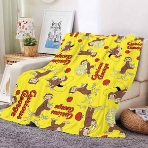 Manta de Franela Suave y Cálida con Diseño de Mono Curioso de Dibujos Animados Retro Personalizada al por Mayor para Invierno - Product Image 5