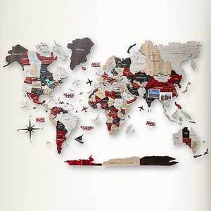 Vente en gros d'usine pour la décoration de la maison, carte du monde en bois 3D, décoration murale en bois - Product Image 3