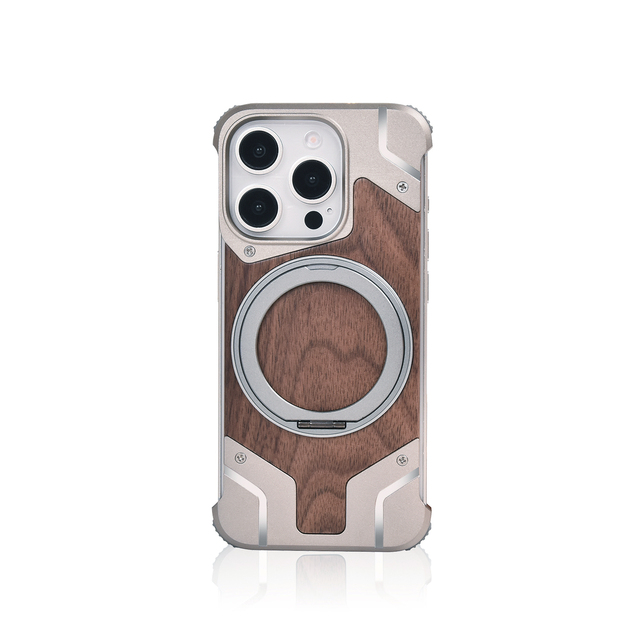 New Titanium Aluminum Mobile Phone Cover Wooden Phone case for iPhone 16 15 14 13