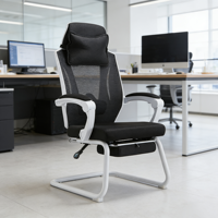 Chaise de bureau de direction ergonomique de luxe grande taille à dossier haut, pivotante, en maille, avec support lombaire et accoudoirs confortables