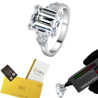 Bague de mariage classique en argent sterling 925 avec émeraude D couleur Moissanite avec certificat GRA bijoux pour femmes 4ct