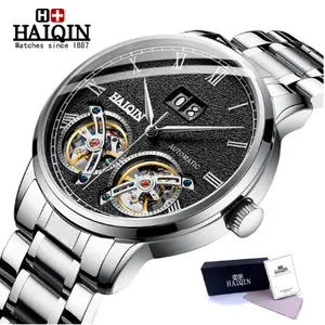 2020 Haiqin Top Branded Automatisch Horloge Dubbel Vliegwiel Heren Tourbillon Luxe Sport Klok Heren Mechanische Horloges