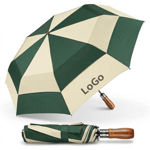 Superior good quality extra large Compact Umbrella air vented double layer high density Fabric umbrellas with wood handle - Product Image 1