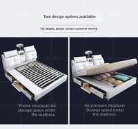 Cama King Size Inteligente Multifuncional de Diseño Moderno y Lujoso, con Estructura de Madera, Almacenamiento, Tapicería de Cuero, Masaje, Reclinable, Suave, Doble