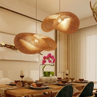 Lustre Moderne en Rotin Fait Main, Suspension Luminaire Tressée en Bambou pour la Décoration de Restaurant, Lampe Suspendue Artisanale