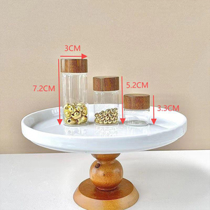 Petite boîte de rangement en verre de 10ml 20ml 30ml pots à épices en or pour thé, café, sel et herbes avec couvercle en bois fileté - Product Image 3