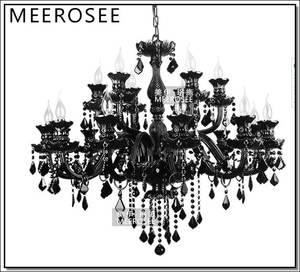 Lámpara de Techo de Cristal Negro de Lujo MEEROSEE, Araña de Cristal de <span class=keywords><strong>Murano</strong></span> K9 de Alta Calidad China, Iluminación para Hoteles MD1003 - Product Image 2