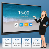 Tableau blanc interactif intelligent pour salle de réunion, 75 pouces, 4K, 20 points tactiles, système d'exploitation Android/Windows, verre anti-reflet de 4 mm