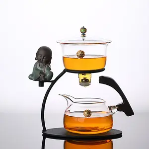 Tetera de vidrio de alta borosilicato para el hogar, máquina de riego automática, juego de té de kungfu de China con filtro