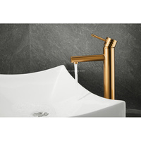High-quality Basin with High Straight Carved Handle Drawing Gold Bathroom Faucet Hot and Cold Mixer