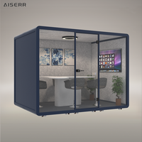 Cabine de bureau acoustique modulaire moderne et efficace, verre épaissi de 10 mm, cadre en alliage d'aluminium, taille personnalisable, hôtel