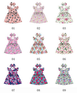 Vestido Floral Azul Marino a Precio Económico para Niña, Vestido de Princesa con Volantes y Mangas Abullonadas para Niñas, Vestido de Fiesta de Verano para Niñas Pequeñas - Product Image 6