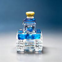 Bouteille en verre en forme de tracteur bleu 500 ml – Contenant fantaisie pour spiritueux en forme de véhicule – Bouteille créative pour whisky et vodka en forme de machine agricole