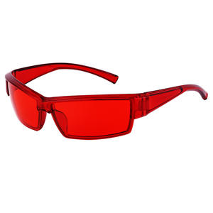 Lunettes de soleil sportives rouges demi-cerclées UV400, monture PC, anti-UV, coupe-vent, pour le cyclisme et les activités de plein air - Product Image 1