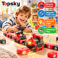 Train Magnétique RC Glouton Télécommandé avec Son et Lumière, Voiture Mangeuse Éducative Électrique pour Enfants, Jouet Serpent Interactif, Cadeau