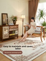 Tapis artisanal en pure laine de Nouvelle-Zélande, style rétro légèrement vintage, tapis artistique tout en laine pour chambre, canapé, salon, table basse
